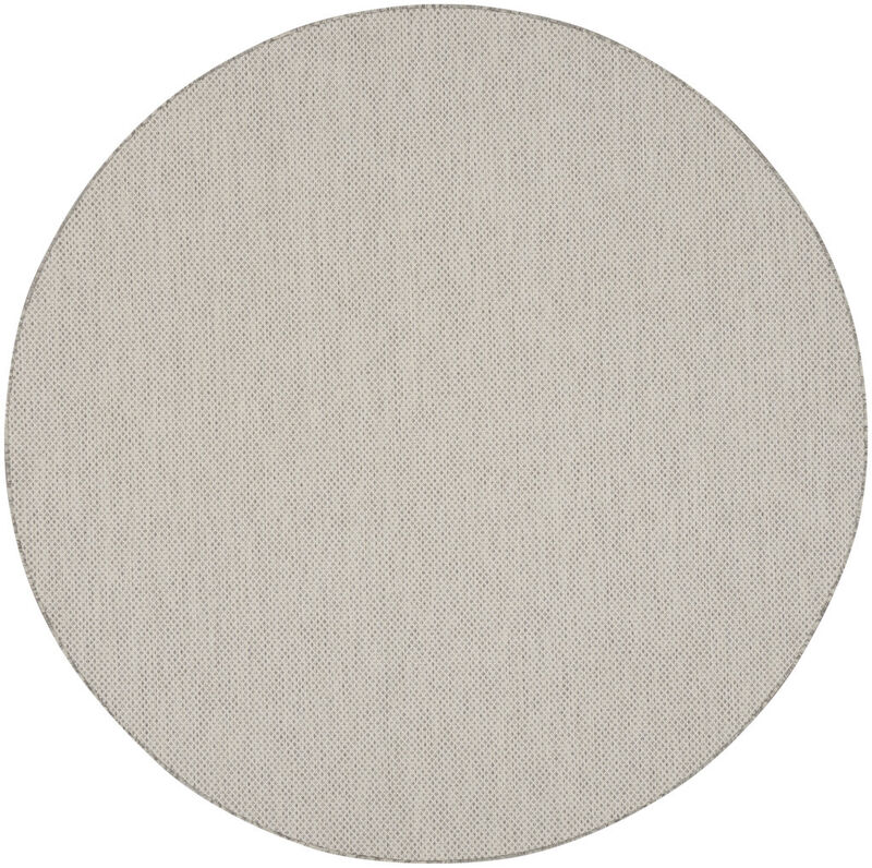 HomeRoots 10' Ivory And Gray Round Geometric Indoor Outdoor Area Rug image number 0