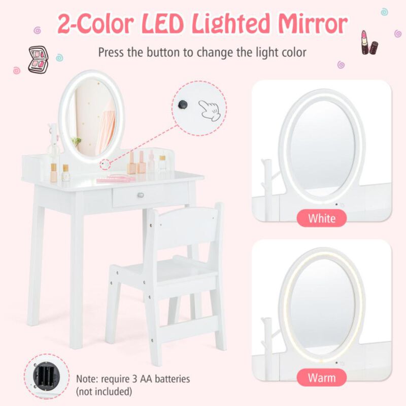 Hivvago Kids Vanity Set with Lighted Mirror