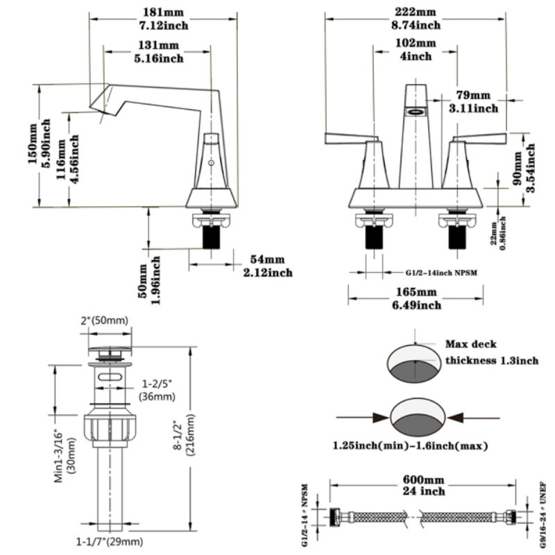Brushed Nickel 2-Handle Bathroom Faucet, Centerset with Pop-Up Drain & Supply Lines