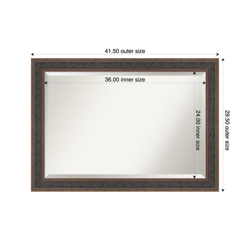 Attic Aged Beveled Wood Framed Wall Mirror image number 4