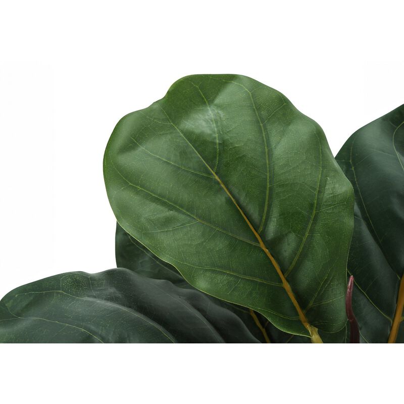 Monarch Specialties I 9505 - Artificial Plant, 28" Tall, Fiddle Tree, Indoor, Faux, Fake, Floor, Greenery, Potted, Real Touch, Decorative, Green Leaves, Beige Woven Basket image number 3