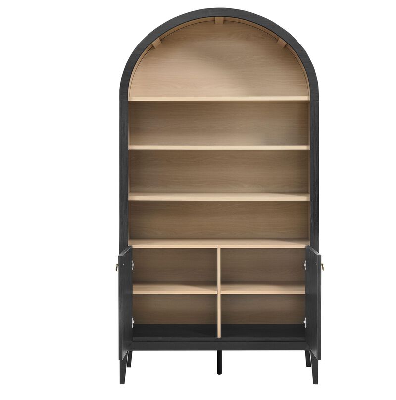 Nolan 74" Tall Wide Arched Storage Display Cabinet Bookshelf image number 8