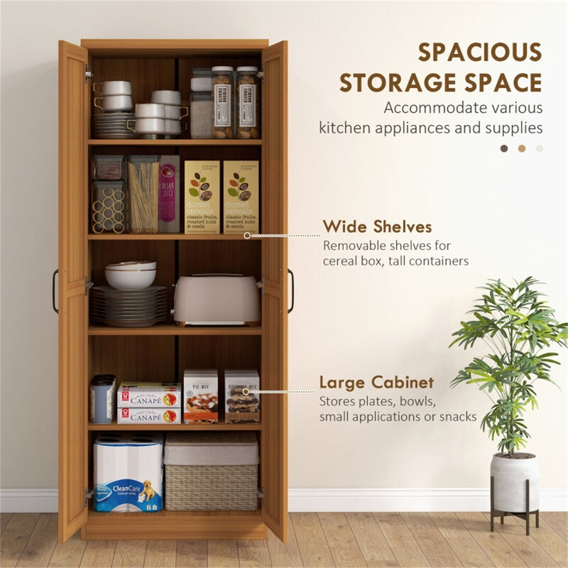 Kitchen Cabinet with Doors & Shelves &ndash; Space-Saving Storage for Pantry & Kitchen