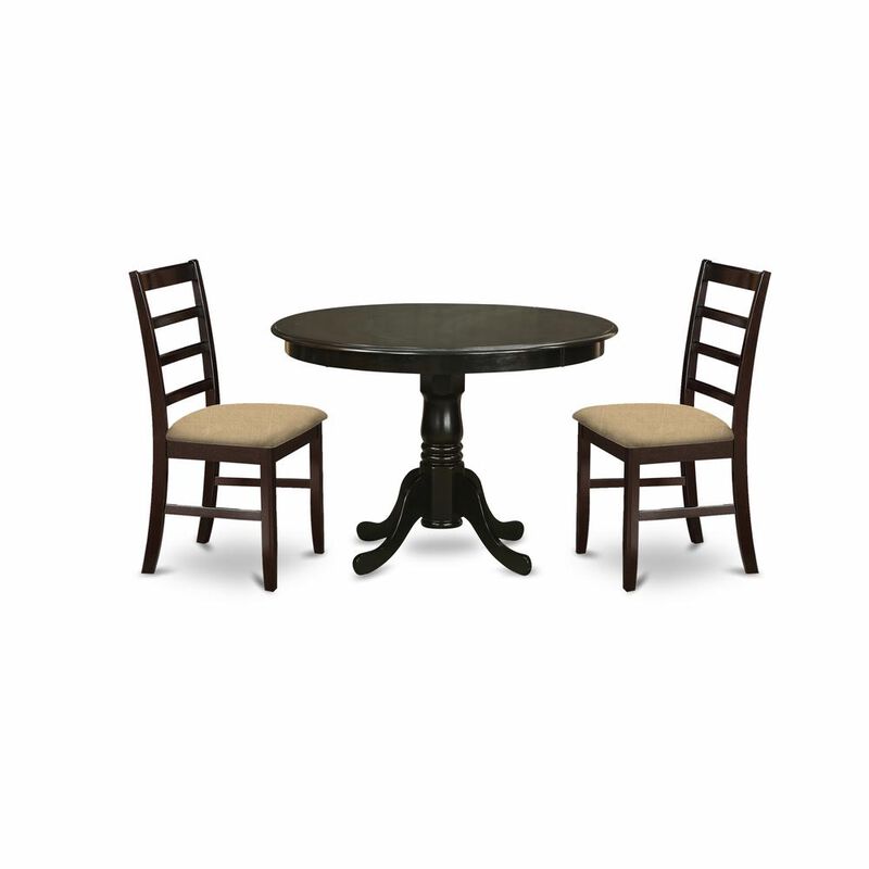 3 Pc Kitchen nook Dining set-round Kitchen Table and 2 slatted back Kitchen Chairs.