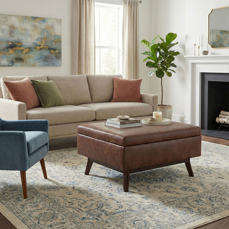 Simpli Home Owen Coffee Table Storage Ottoman image number 2