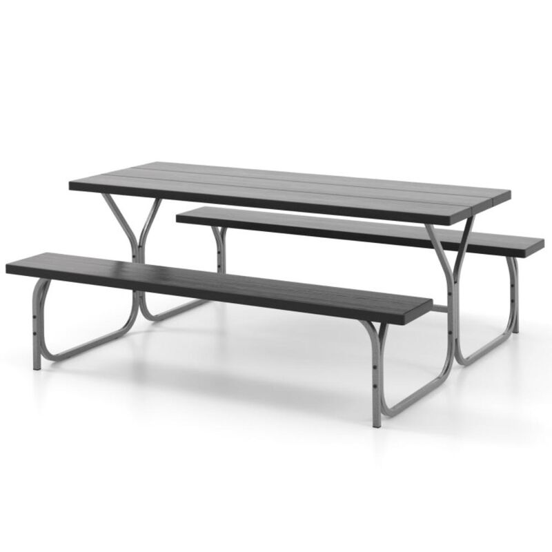 Hivvago Picnic Table Bench Set with HDPE Tabletop for 8 Person