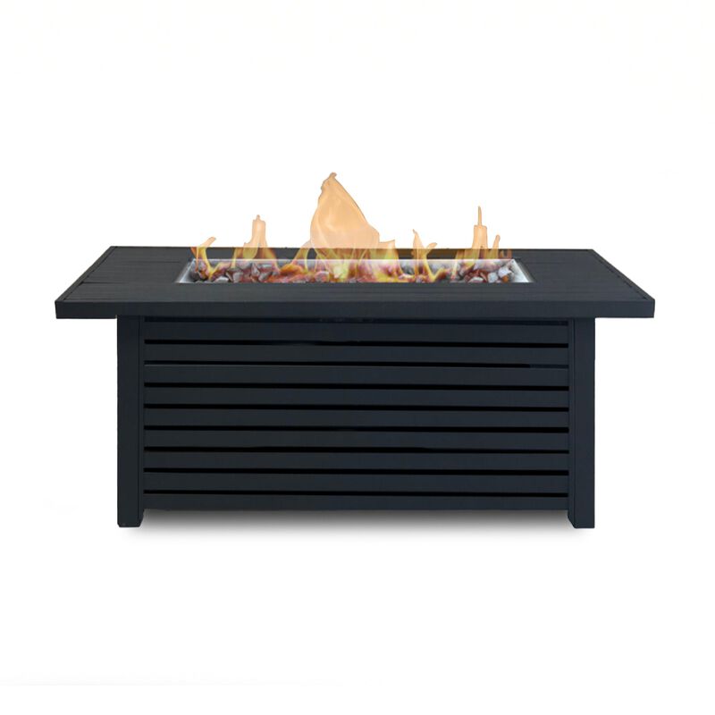 Mondawe Steel Rectangle Propane Outdoor Fire Pit Table with Lid