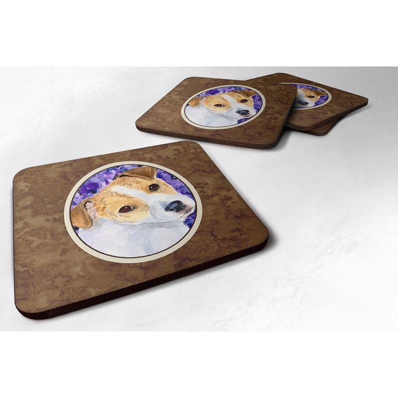 Caroline's Treasures SS8740FC Jack Russell Terrier Foam Coasters (Set of 4), 3.5 H x 3.5 W, Multicolor