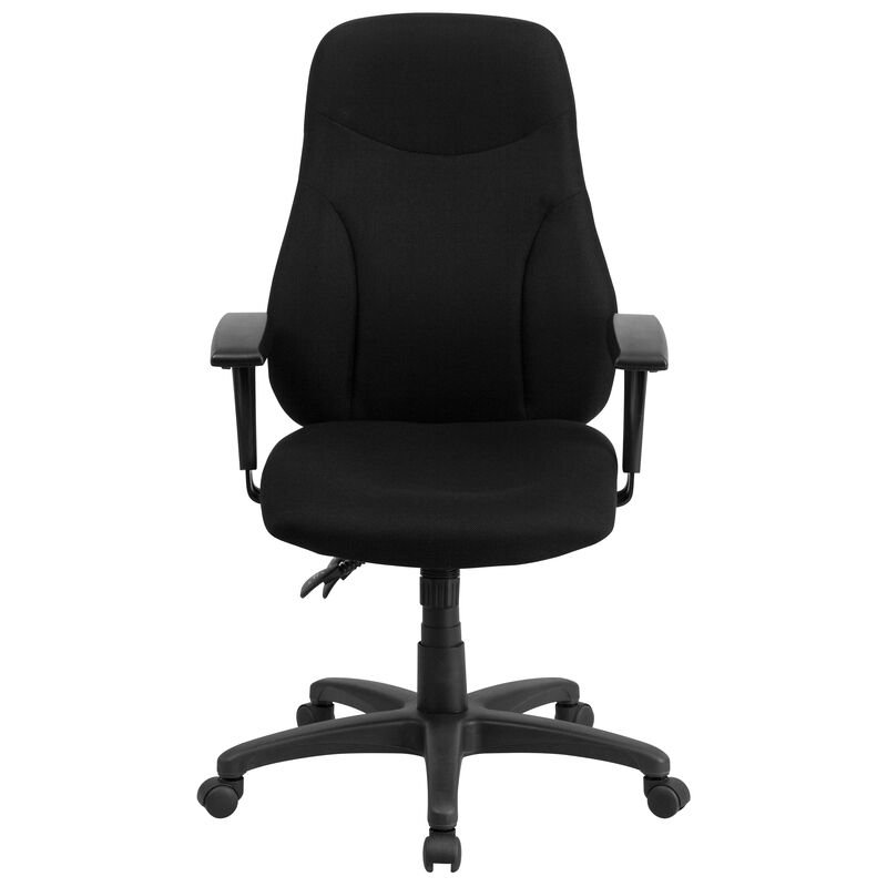 Hughes High Back Fabric Multifunction Swivel Ergonomic Task Office Chair with Adjustable Arms image number 9
