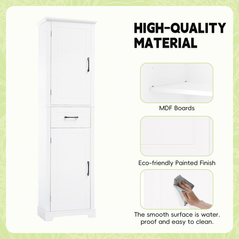 Merax Tall Bathroom Storage Cabinet, Freestanding Storage Cabinet with Two Doors and Adjustable Shelves image number 3
