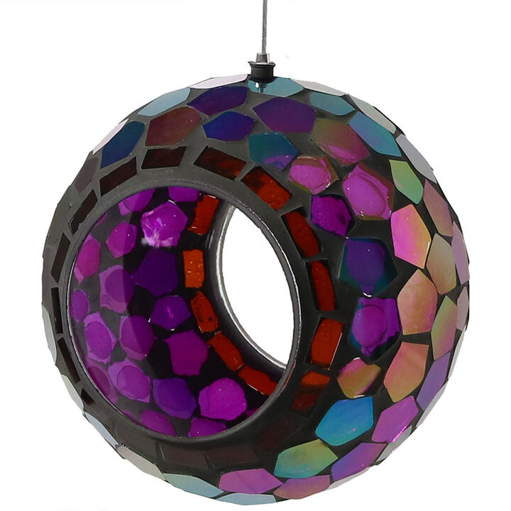 Sunnydaze 6" Mosaic Glass Fly-Through Hanging Bird Feeder