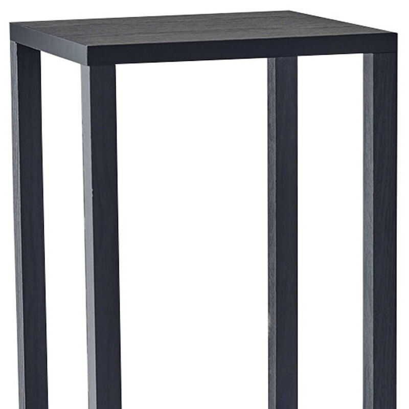 Hivvago 35 Inch  Black Solid Wood Square End Table With Two Shelves
