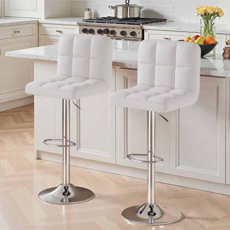 Leather Swivel Bar Stools Set of 2, Durable Adjustable Counter Height Stools with Thickened Backrest, Lightweight Iron Frame 360&deg; Kitchen Island Chairs image number 2