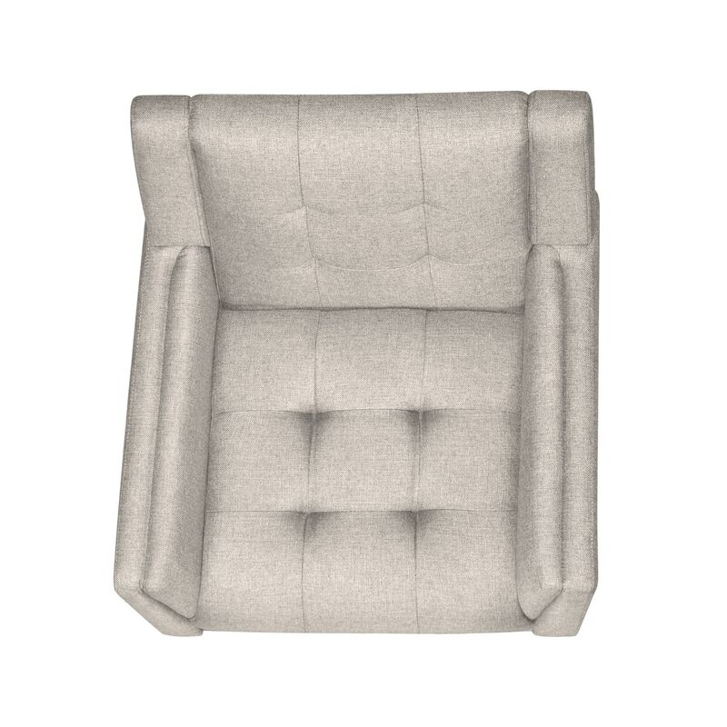 Accent Armchair, Tufted Back Flared Arms, Tapered Wood Legs, Beige Fabric