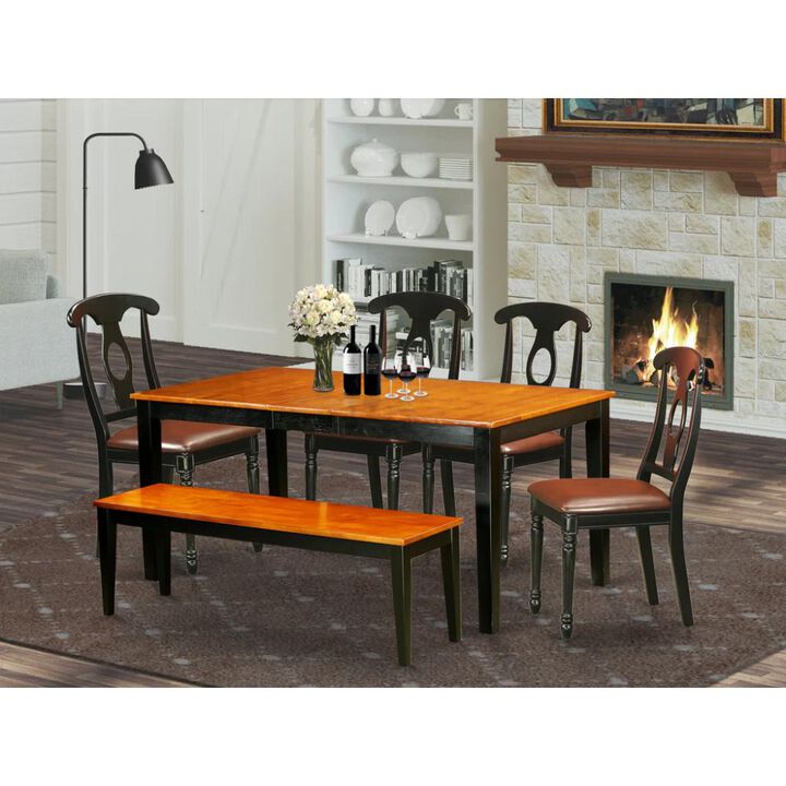 6-Pc Dining set with bench-Kitchen Tables and 4 Dining Chairs Plus bench