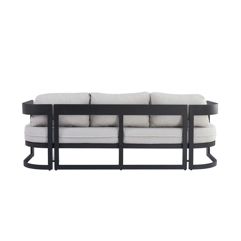 Christopher Knight Home Ulvaro 76.75" Modern 3-Seater Aluminum Outdoor Sofa with Cushions image number 5