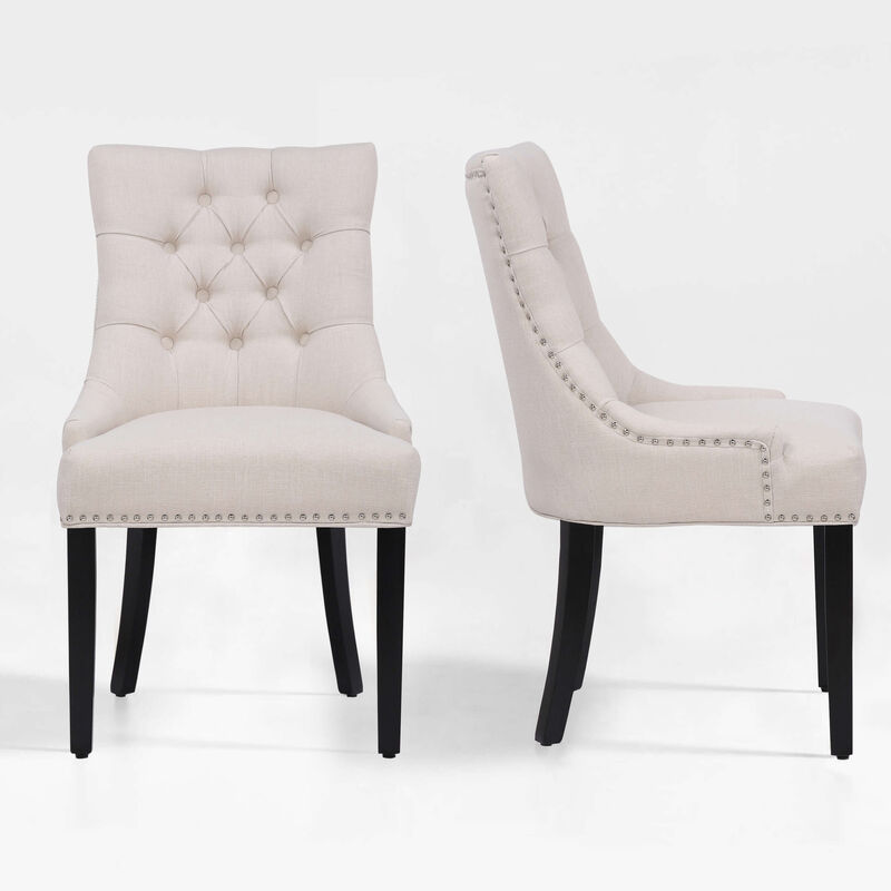 WestinTrends Upholstered Wingback Button Tufted Dining Chair (Set of 2)