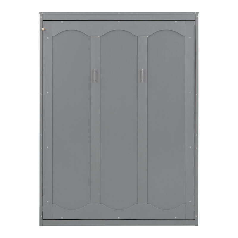 Whisen Modern Design Full Size Murphy Bed, Folded into a Cabinet with Shelves