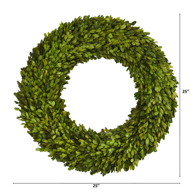 Nearly Natural 24-in Preserved Boxwood Wreath