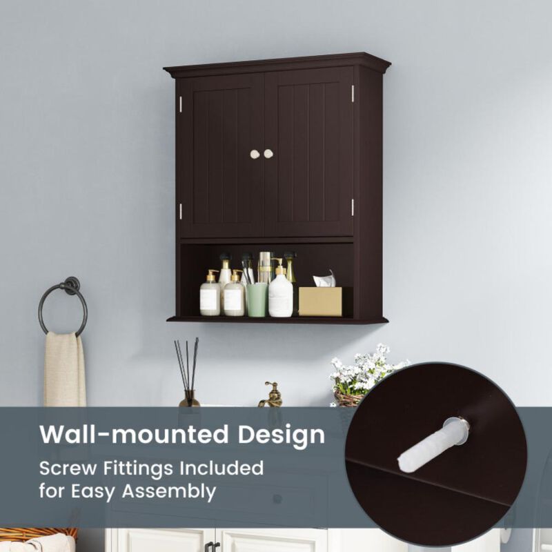 Hivvago Wall Mount Bathroom Cabinet Storage Organizer with Doors and Shelves