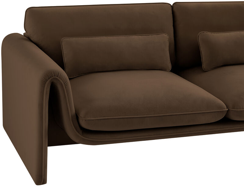 Meridian Furniture Sloan Brown Velvet Fabric Sofa image number 8