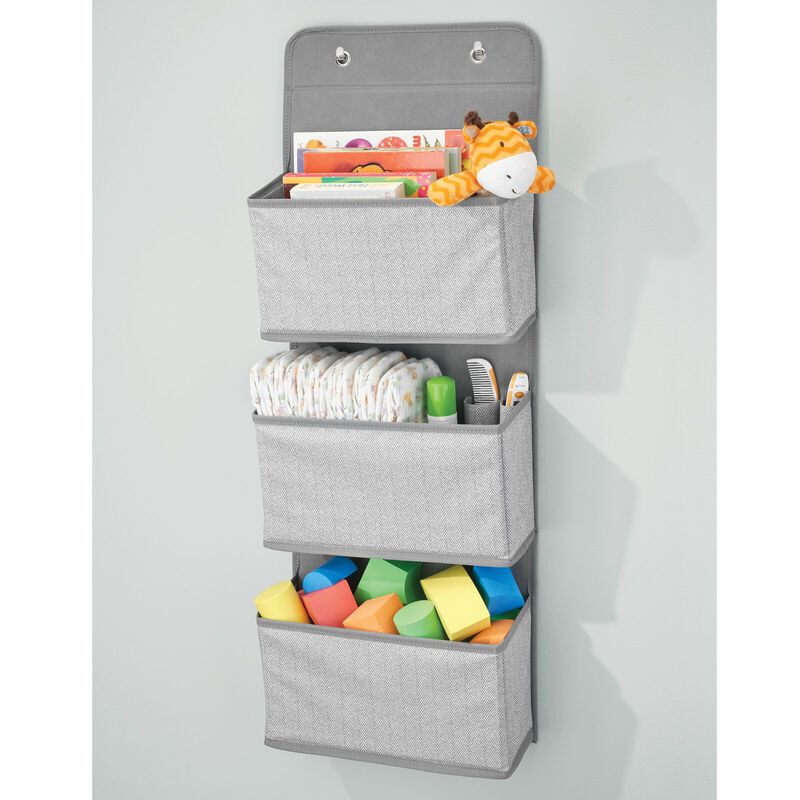 mDesign Fabric Baby Nursery Hanging Organizers with 3 Pockets