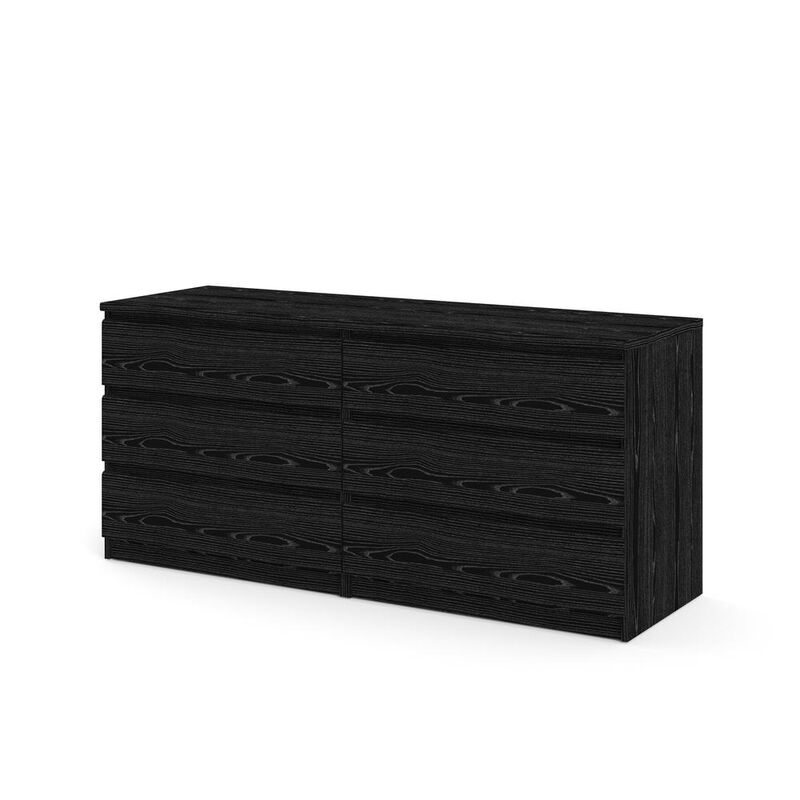 FurniFact Black 6 Drawer Dresser - Elegant Bedroom and Closet Wood Dresser Storage