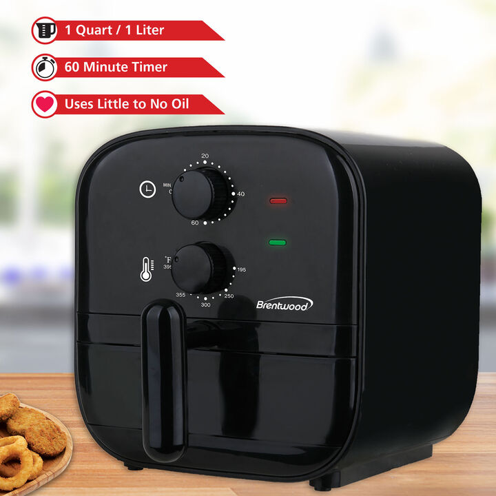 Brentwood 1 Quart Small Electric Air Fryer with 60min Timer and Temp Control- Black