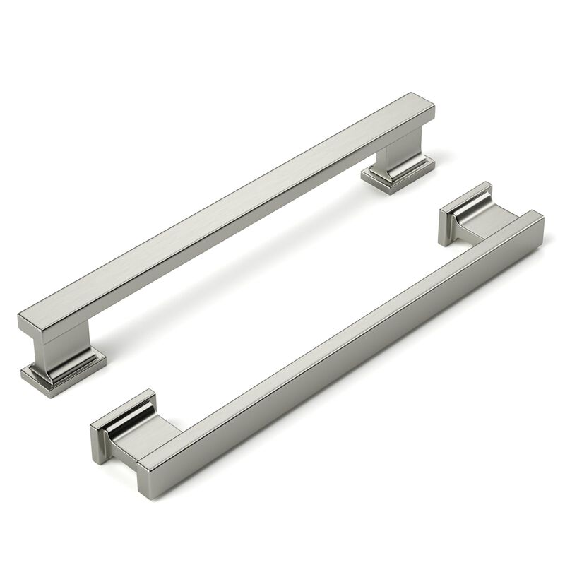 Banqin Cabinet Handles Kitchen Drawer Pulls and Knobs, 10Pack Brushed Satin Nickel 6-1/4inch Hole Center, Square Hardware for Ba