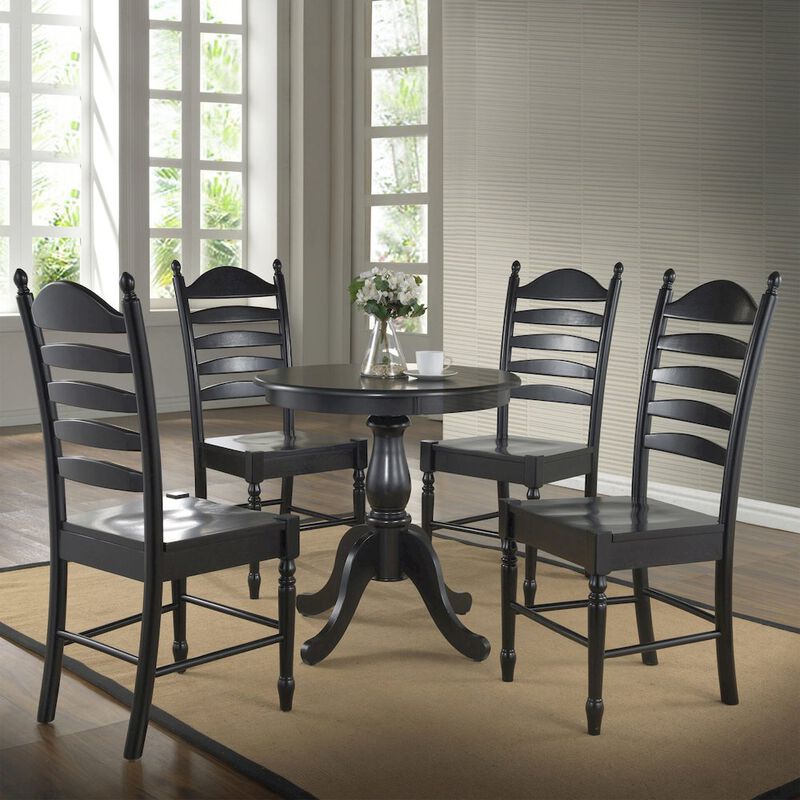 Carolina Living Fairview 36 Pedestal Dining Table with 4 Whitman Dining Chairs - Antique Black