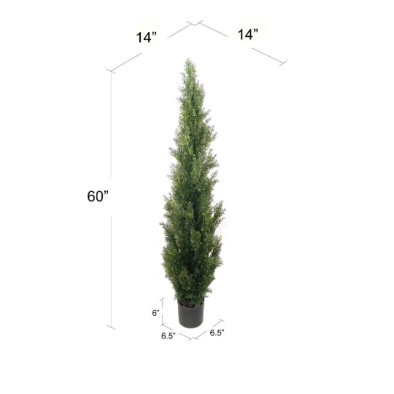 60" Artificial Cedar Tree Topiary in Pot - Lifelike Faux Decor - Easy Maintenance, UV-Resistant - Indoor/Outdoor Accent for Home, Garden & Patio - Transform Your Space with Evergreen Beauty