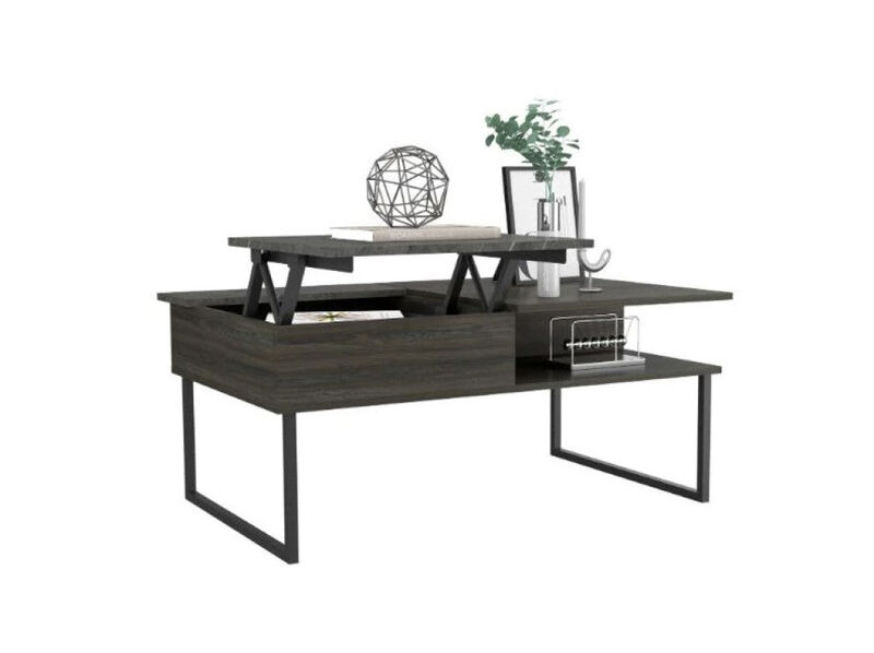 Homezia 41" Onyx And Carbon Manufactured Wood Rectangular Lift Top Coffee Table