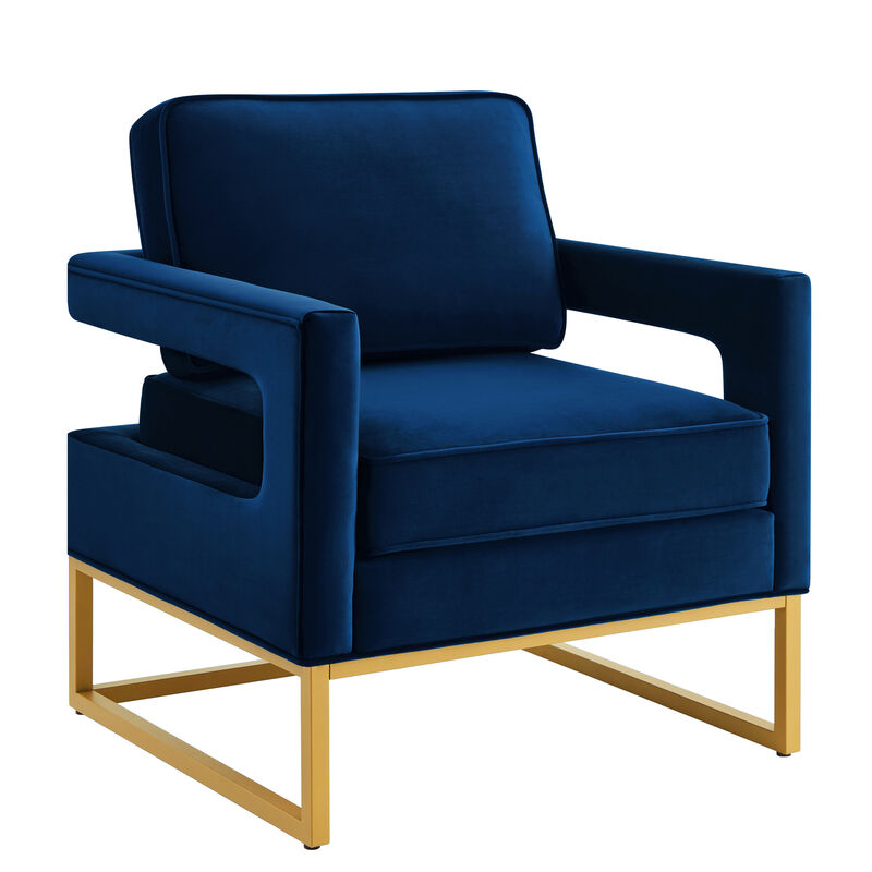 Merax Modern Velvet Accent Chair with Gold Metal Base