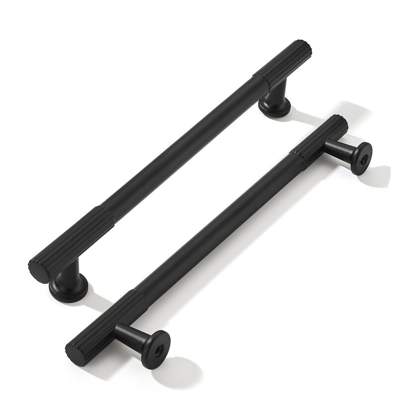 khtumeware 6 Inch Hole Center 10 Pack Matte Black Heavy Duty Solid Cabinet Pulls, Kitchen Drawer Handles, for Dresser cabinets,