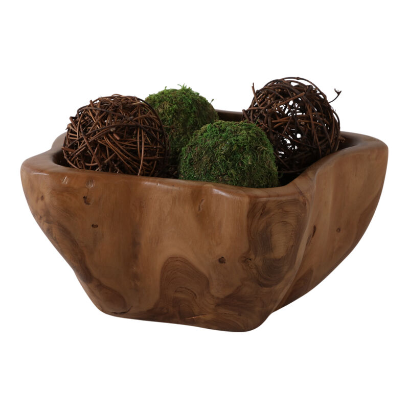 13x6" Teak Wood Bowl, Natural image number 1