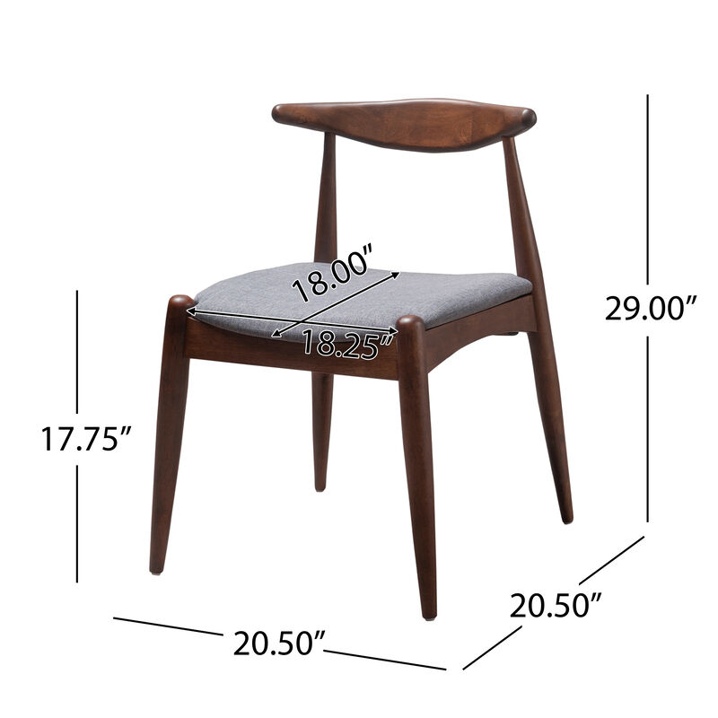 Merax Set of 2 Rubberwood Dining Chairs - Ergonomic Backrest with Thick Comfort Cushions, Solid Wood Kitchen Side Chairs