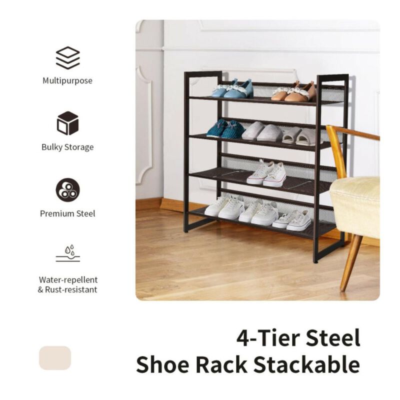 Hivvago Flat and Slant Metal Shoe Rack for Entryway Hallway