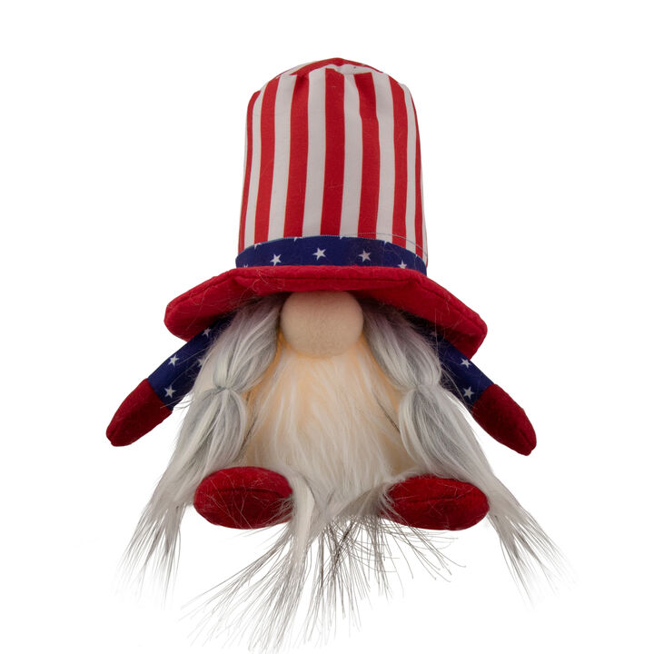 6.75" Lighted Americana Girl 4th of July Patriotic Gnome