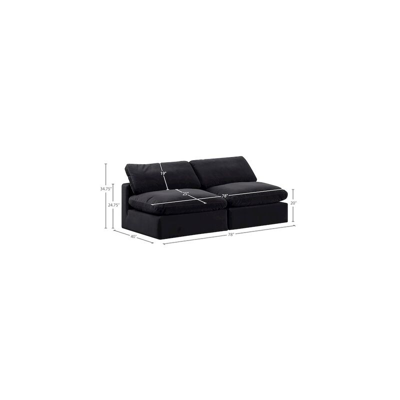 Meridian Furniture Comfy Black Velvet Modular Sofa