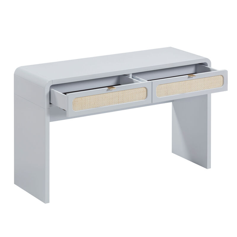 Patty Pastel Blue Rattan Console Desk