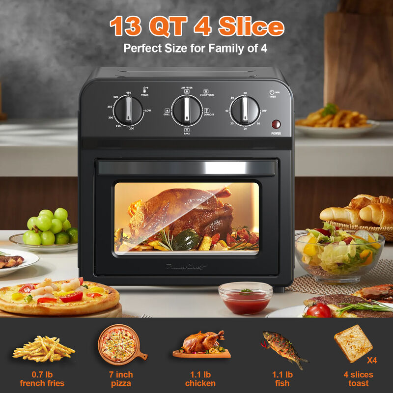 13 QT Family Size Air Fryer Toaster Oven Combo, 360&deg; Hot Air Circulation, Multifunctional Convection Countertop Oven image number 5