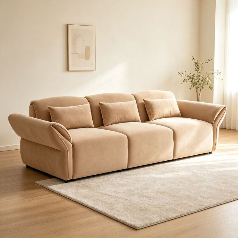 Envelor 107 in. Linen Upholstered Modular 3-Seat Sectional Sofa image number 5