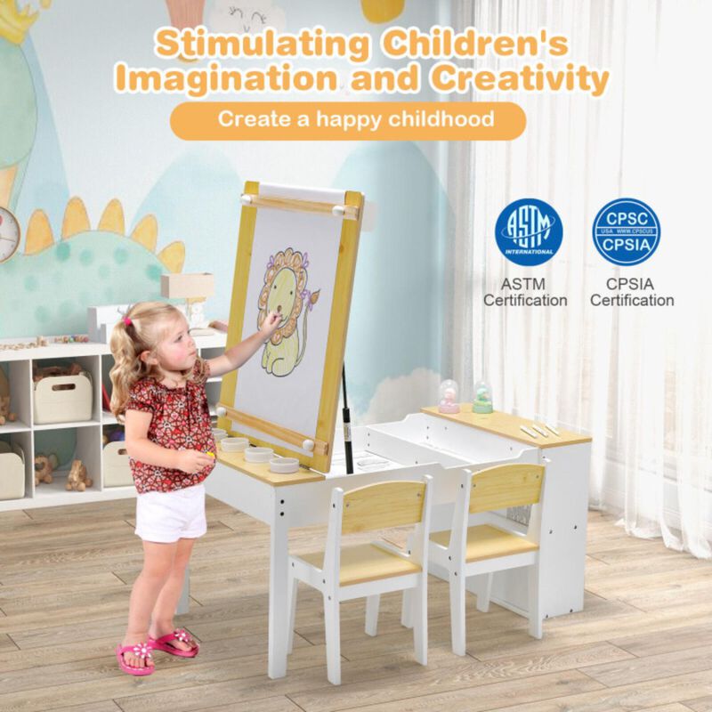 Hivvago Children Art Activity Table and Drawing Table-Natural