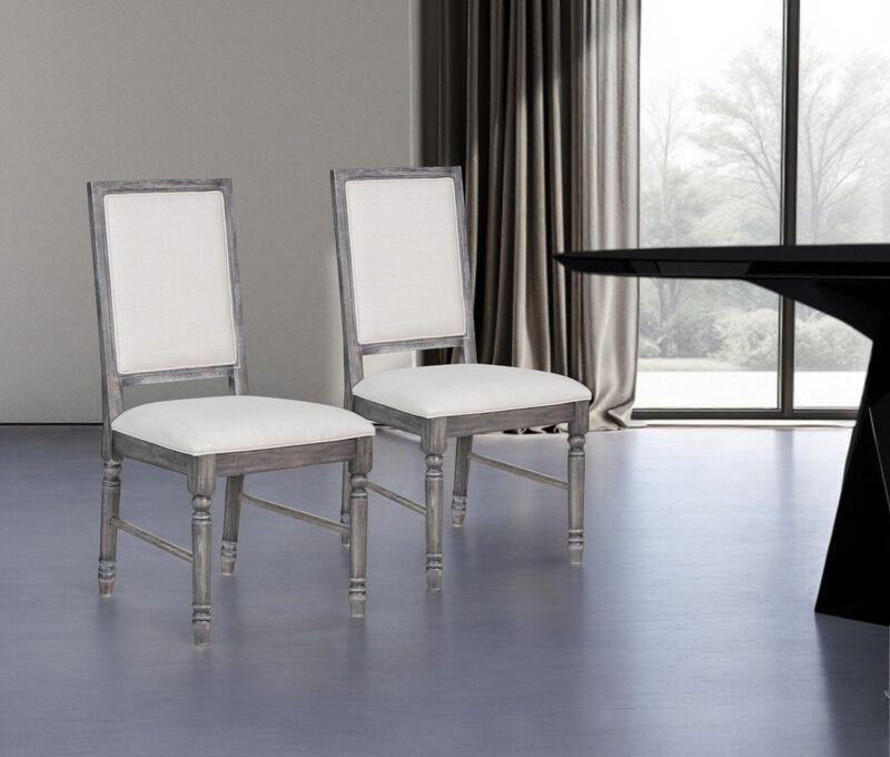 Set of 2 Upholstered Linen Dining Side Chairs for Kitchen or Dining Room