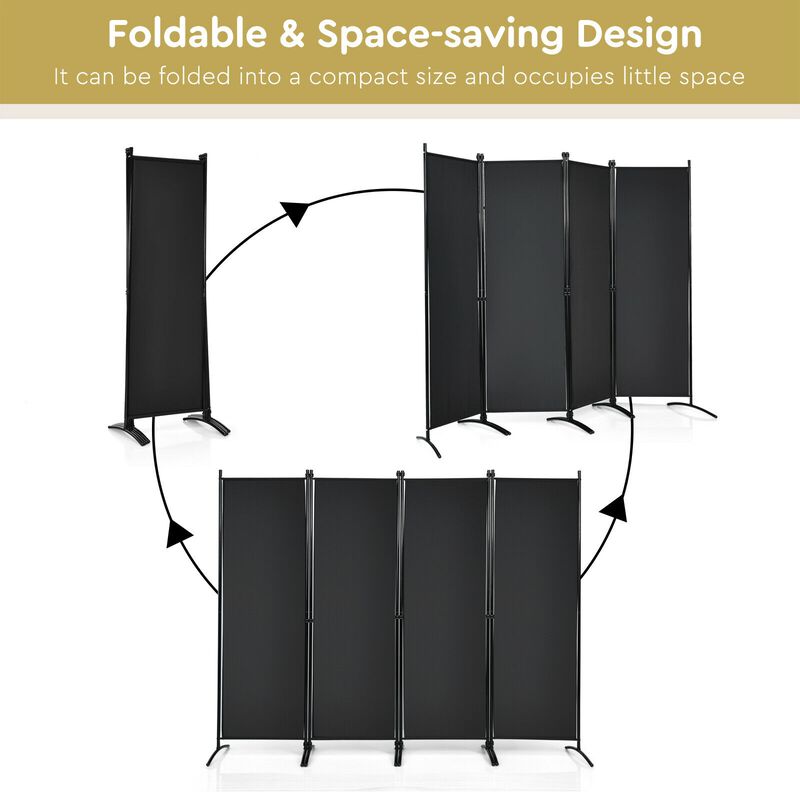 4-Panel  Room Divider with Steel Frame