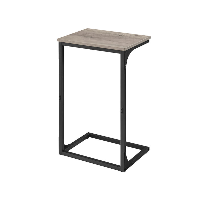 C-Shaped End Table with Metal Frame &ndash; Slim Sofa Side Table for Living Room, Bedroom, or Small Spaces