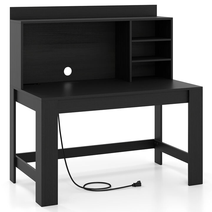 Modern Computer Desk with Hutch and Storage Shelves for Home Office or Study Room