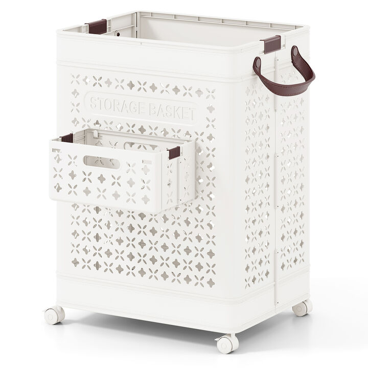 Collapsible Laundry Basket 20 Gallon Plastic Storage Bin with Handles