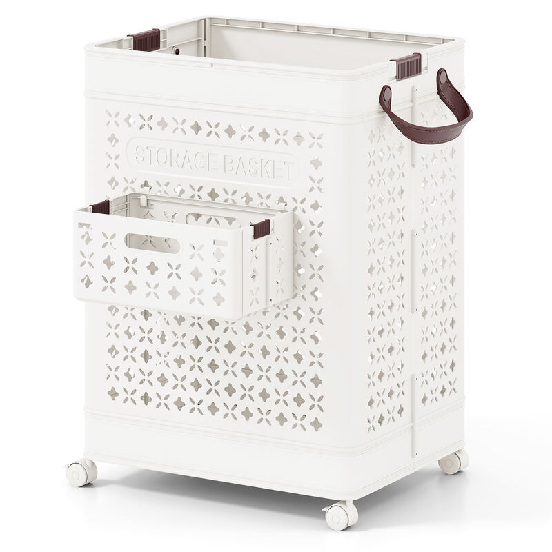 Collapsible Laundry Basket 20 Gallon Plastic Storage Bin with Handles image number 0