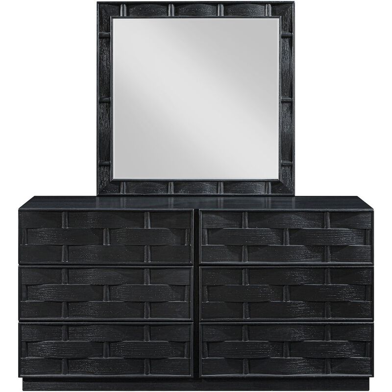 Meridian Furniture Weave Black Mirror